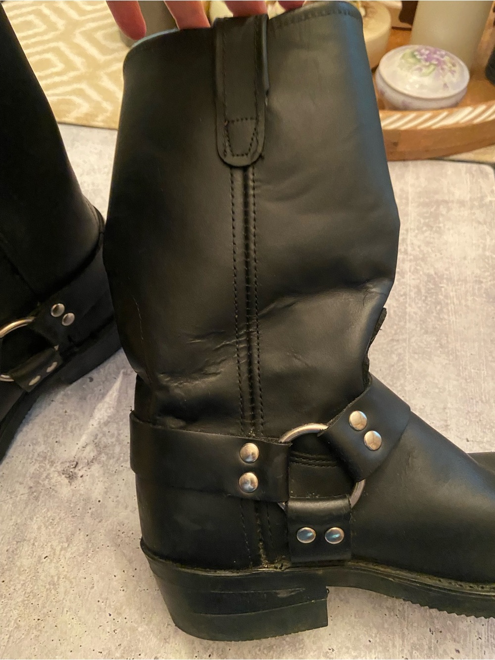 Double H Leather Harness Pull On Motorcycle Boots - Picture 4 of 9